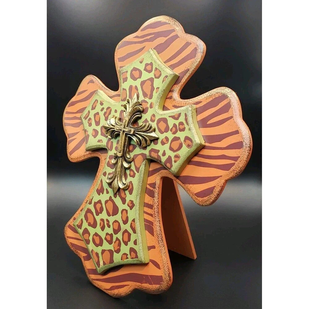 Authentic Night Stand Wood Cross 12 Inch Unique Art Design Pattern (041013) !!!